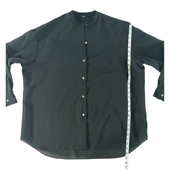 Theory Button Down Bustier Blouse Black Sheer Minimalist Chic Medium $395 - Picture 8 of 14